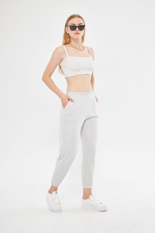 Joggers in Felpa Leggera Grigio Mélange - Comfort Essenziale