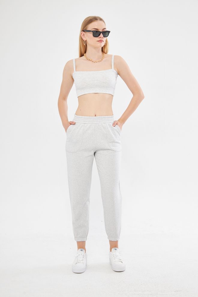 Joggers in Felpa Leggera Grigio Mélange - Comfort Essenziale