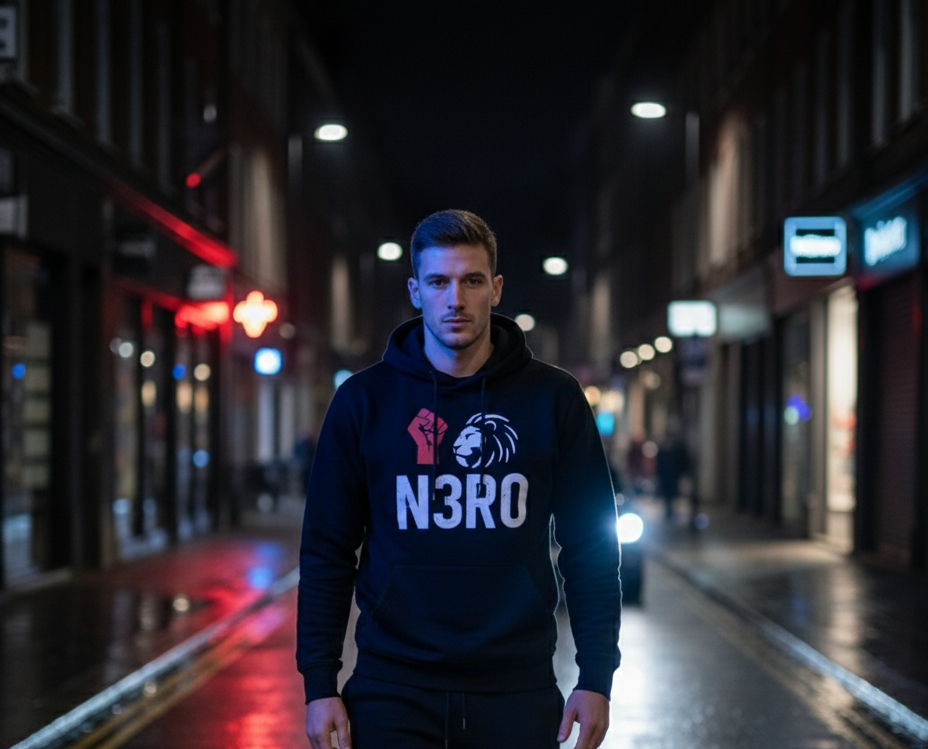 Felpa streetwear nero uomo N3RO – Lion Power
